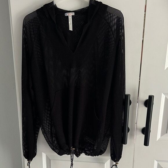 FP Movement Black Mesh hooded Women's Swim Cover-Up Small - Picture 1 of 7